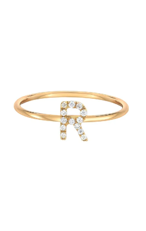 Women's investment rings-Diamond initial 14k ring