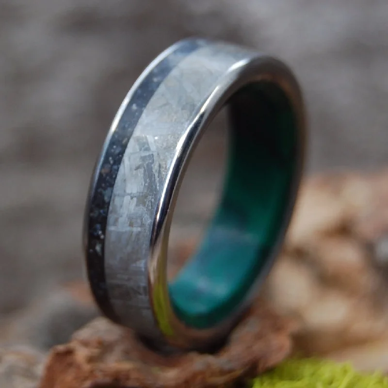 Women's bohemian rings-Just A Thing Of Beauty | Men's Black Icelandic Lava, Meteorite & Titanium Wedding Ring