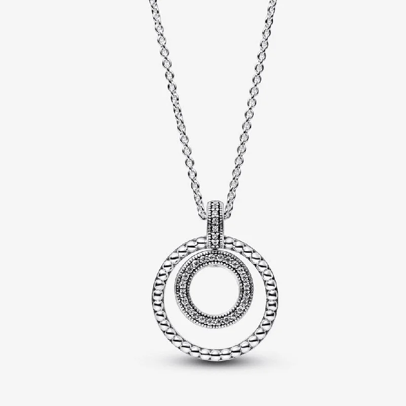 Women's formal necklaces-PANDORA : Pandora Signature Pavé & Beads Pendant & Necklace