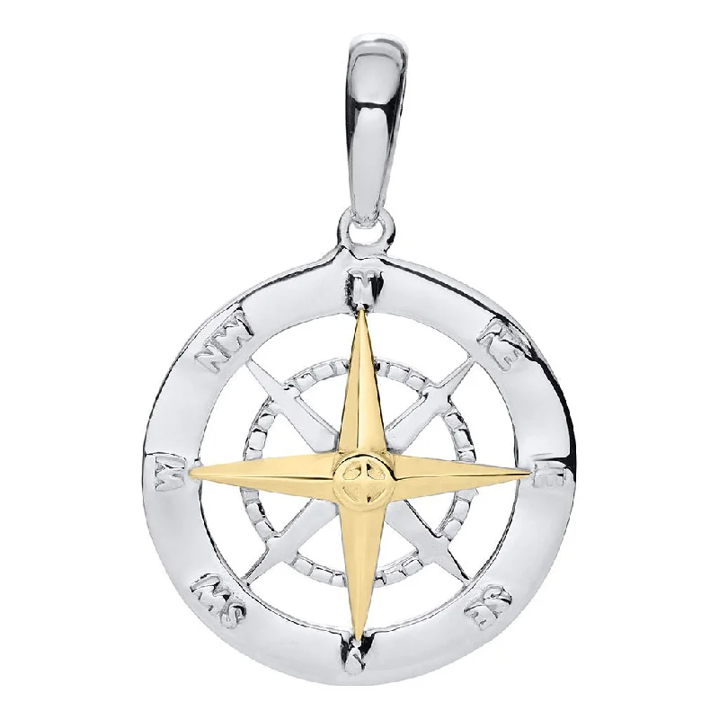 Women's family necklaces-LeStage® Cape Cod : Evening Tide -  Two Toned Compass Rose Necklace