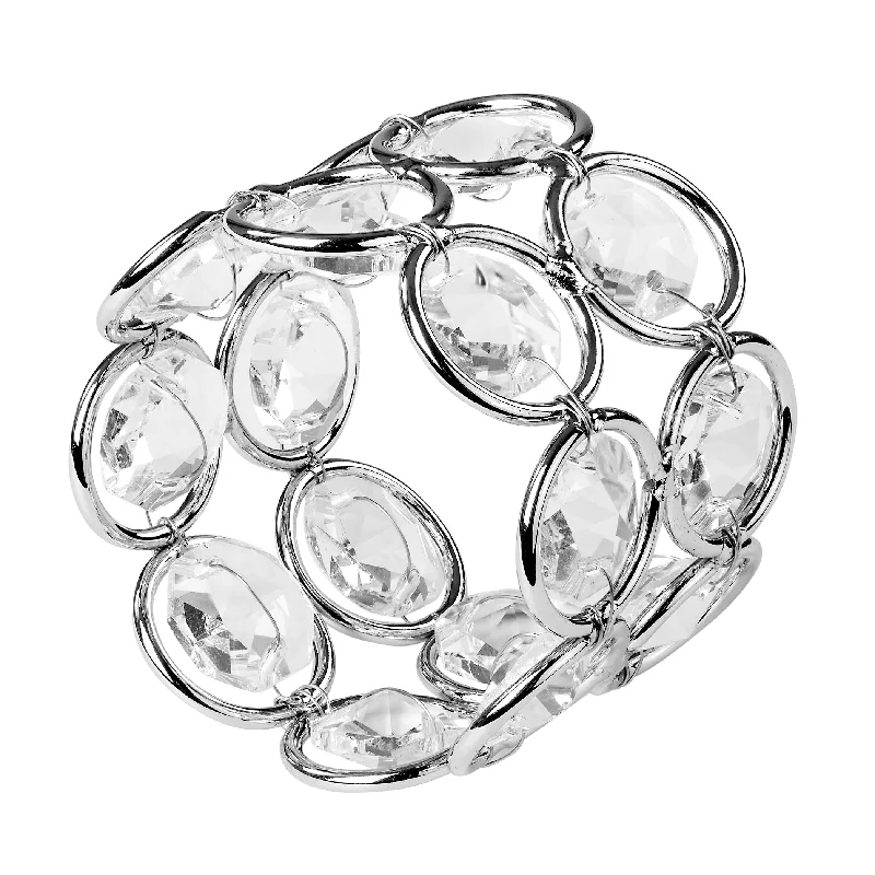 Women's ethical rings-Crystal Napkin Ring - Silver