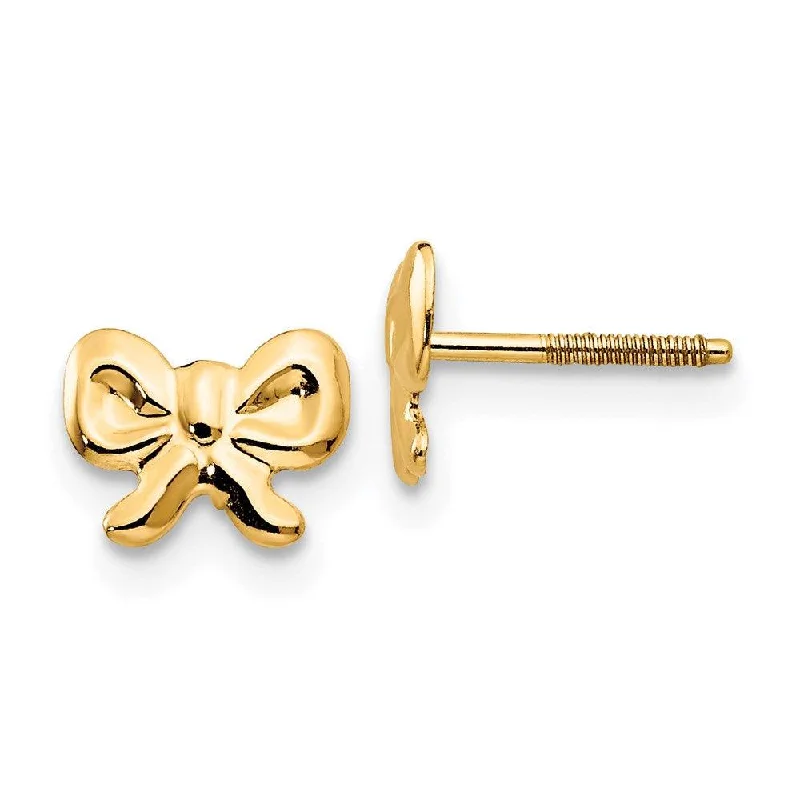 Women's geometric earrings-Madi K Kid's 14k  Bows Screwback Earrings