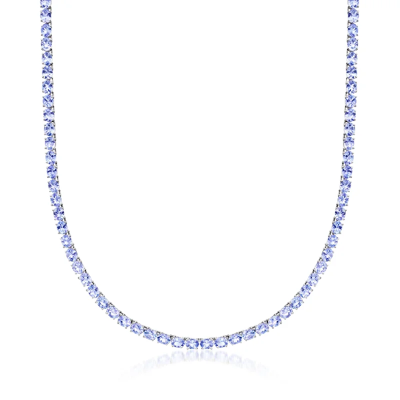 Women's stainless steel necklaces-Ross-Simons Tanzanite Tennis Necklace in Sterling Silver