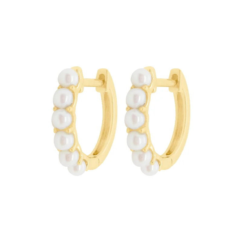 Women's silver earrings-14K GOLD PEARL JACKIE HUGGIES