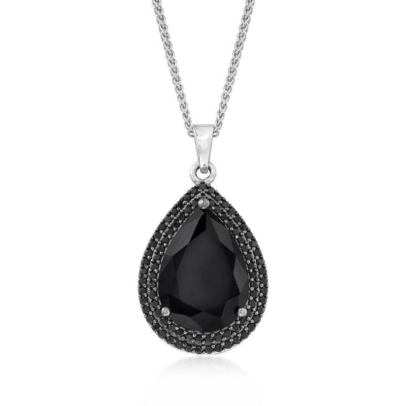 Women's diamond necklaces-Ross-Simons Black Spinel Pendant Necklace in Sterling Silver