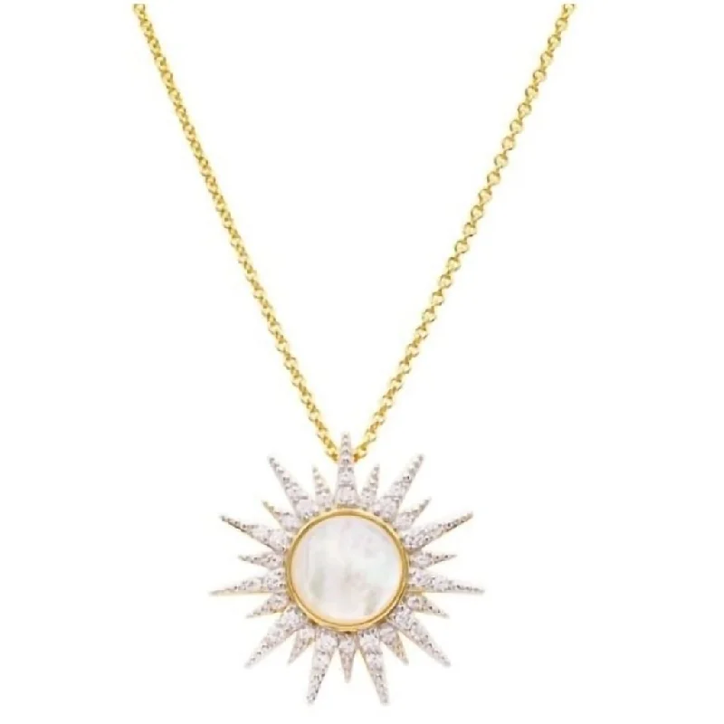 Women's charm necklaces-Ocean : Sunburst Vermeil Necklace - 14K Gold/Sterling Silver