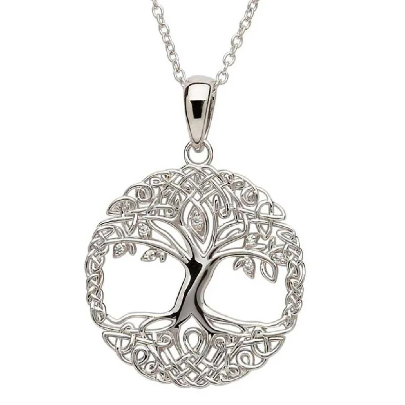 Women's vintage-inspired necklaces-Shanore : Tree Of Life Silver Necklace