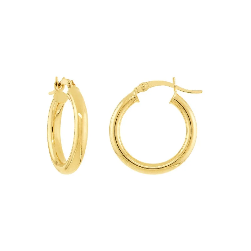 Women's stainless steel earrings-14K GOLD 3MM 1/2" HOOPS