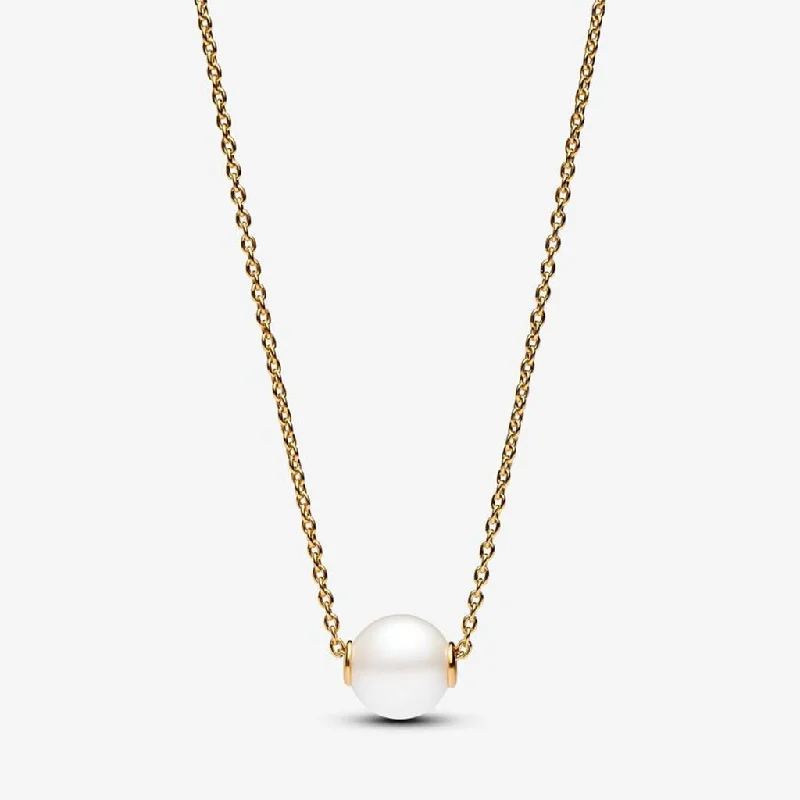 Women's gold necklaces-PANDORA : Treated Freshwater Cultured Pearl Collier Necklace - Gold Plated