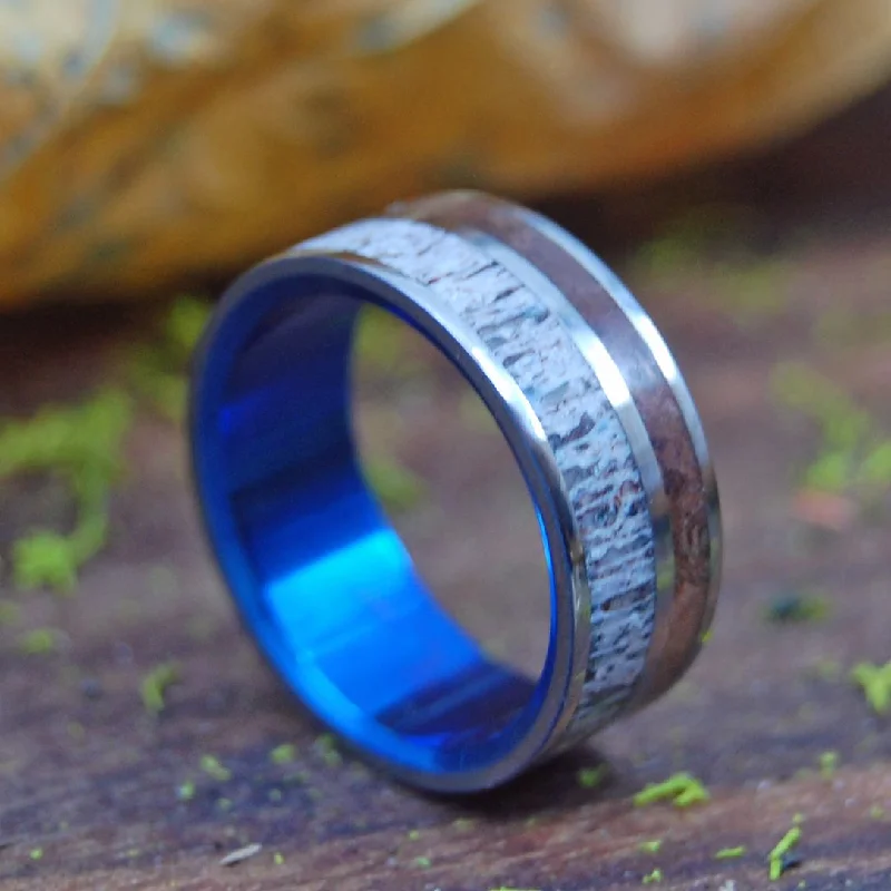 Women's beaded rings-The Great Divide | Men's Moose Antler, Sequoia Redwood & Titanium Wedding Ring