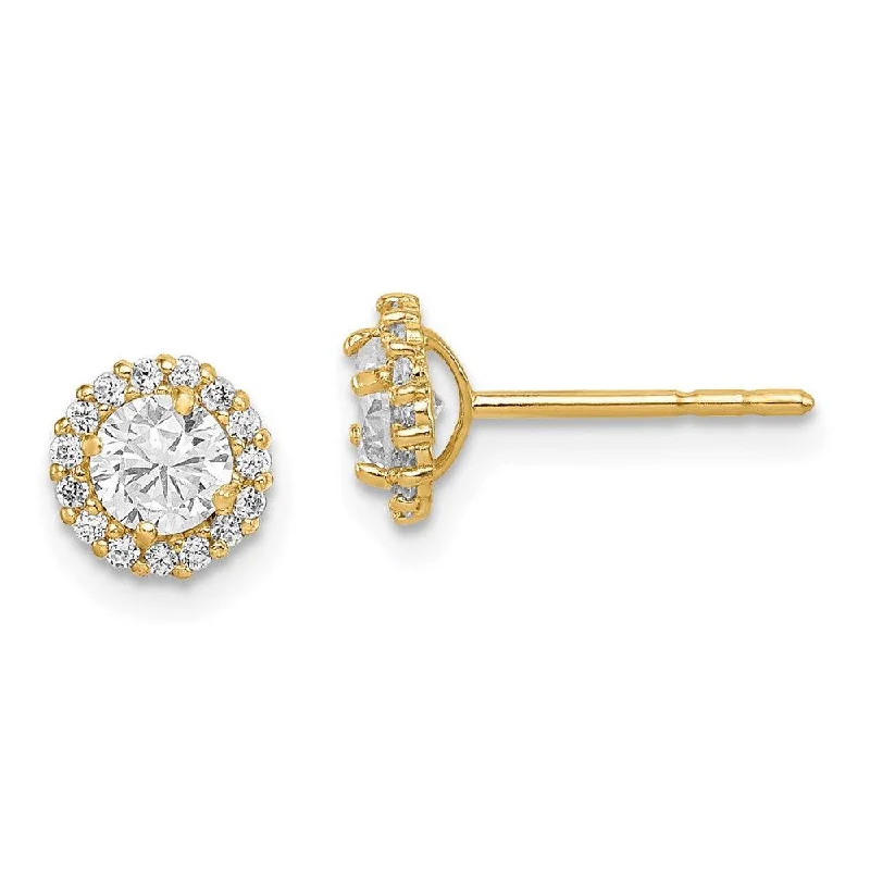 Women's luxury brand earrings-Madi K Kid's 14k  CZ Post Earrings