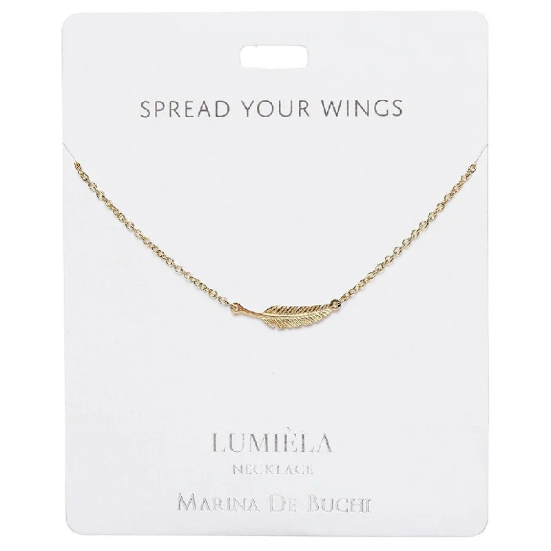 Women's stainless steel necklaces-Lumiela Necklace: "'Spread Your Wings' Feather Necklace