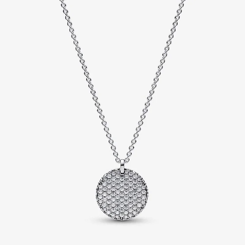 Minimalist women's necklaces-PANDORA : Pandora Timeless Pavé Round Pendant Necklace