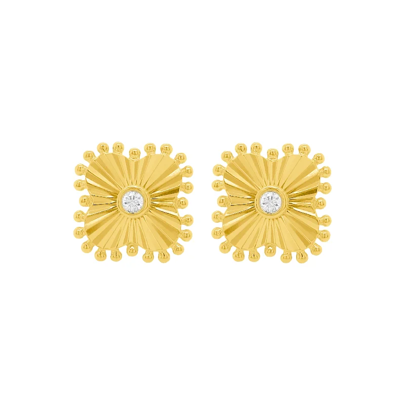 Women's friendship earrings-14K GOLD DIAMOND ATARA CLOVER STUDS