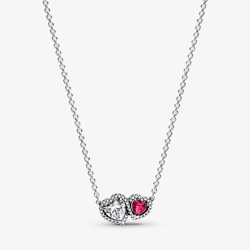 Women's seasonal necklaces-PANDORA : Halo Hearts Pendant Necklace