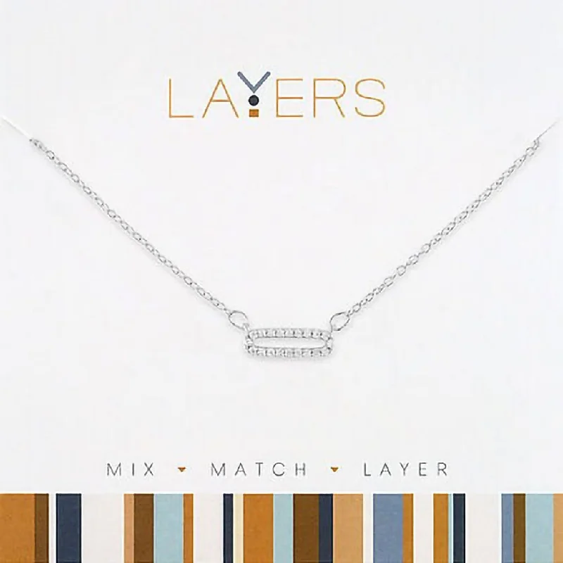 Women's party necklaces-Center Court : Silver CZ Single Link Layers Necklace