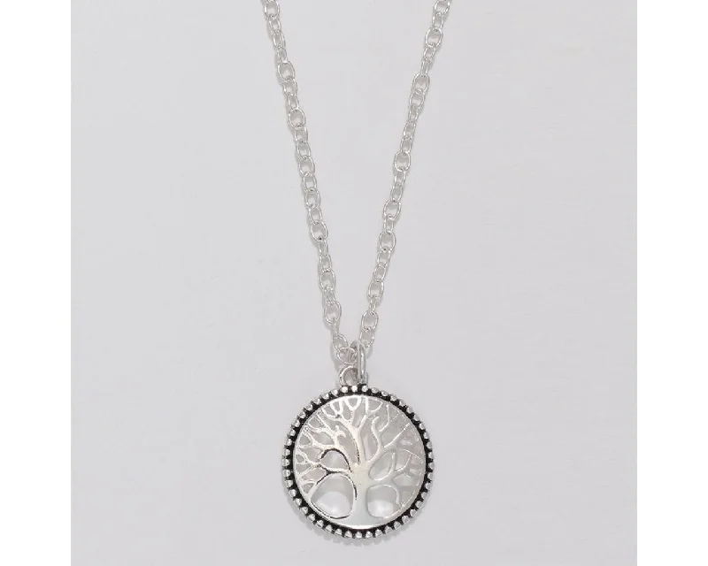 Women's heart-shaped necklaces-Periwinkle by Barlow : Detailed silver Tree of Life  - Necklace