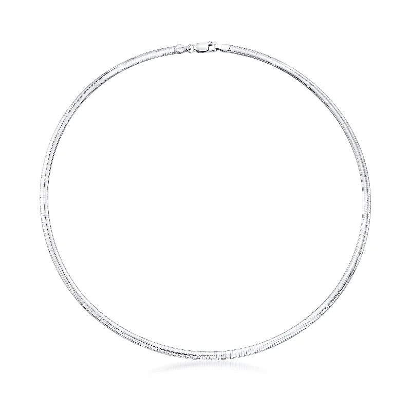 Women's mother-daughter necklaces-Ross-Simons Italian 4mm Sterling Silver Domed Omega Necklace