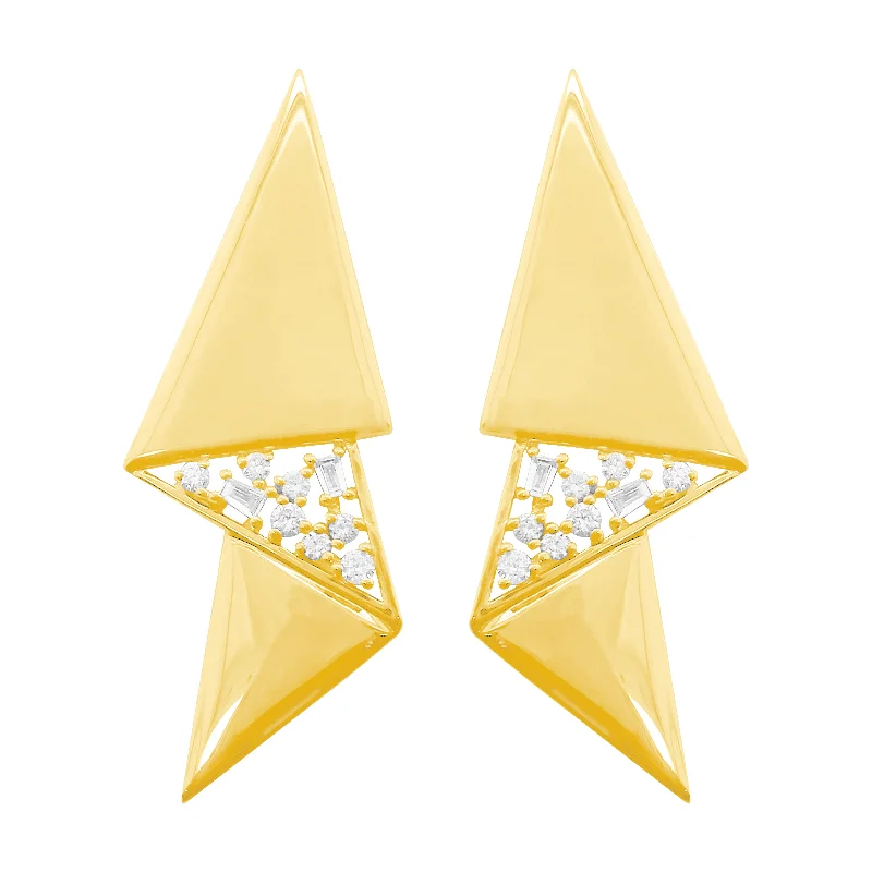 Women's birthstone earrings-14K GOLD DIAMOND KYLIE EARRINGS