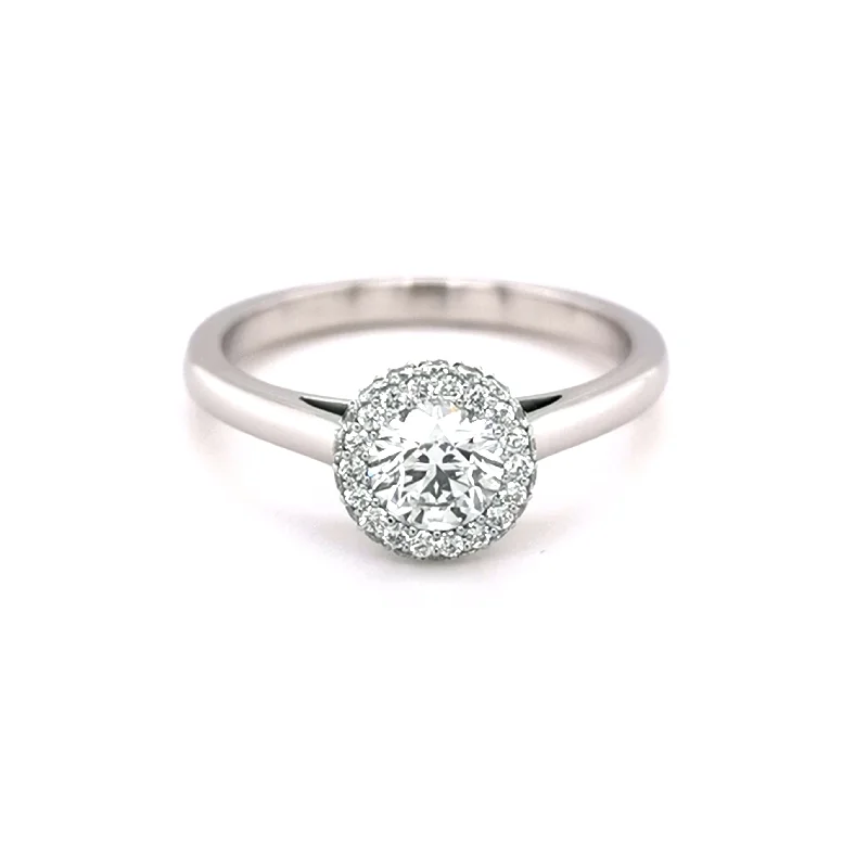 Women's stainless steel rings-Platinum 0.50ct Diamond Halo Ring