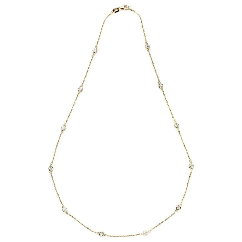 Women's astrology necklaces-Suzy Levian 1.30 ct TDW 14k Yellow Gold Bezel Diamonds by the Yard Station Necklace