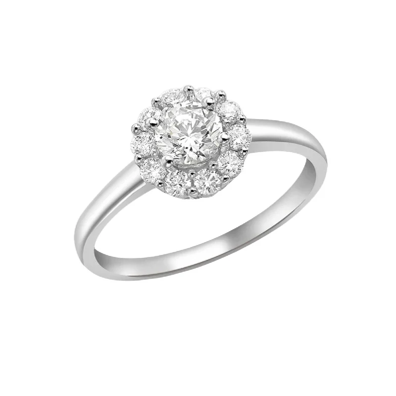 Women's friendship rings-9K White Gold CZ Flower Cluster Ring