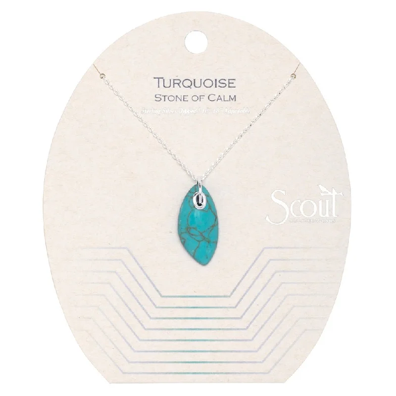 Women's gold-plated necklaces-Scout Curated Wears : Organic Stone Necklace Turquoise/Silver - Stone of Calm