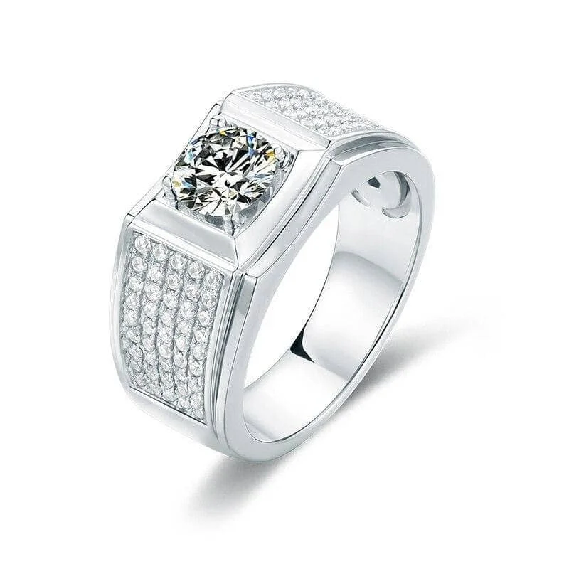 Women's modern design rings-Classic 1.0Ct Diamond Men's Wedding Ring