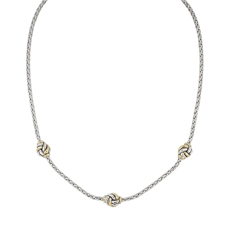 Women's silver-plated necklaces-John Medeiros : Infinity Knot 3 Station Two Tone Necklace