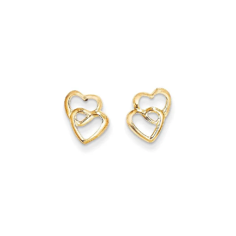 Women's Christmas earrings-Madi K Kid's 14k  Hearts Post Earrings