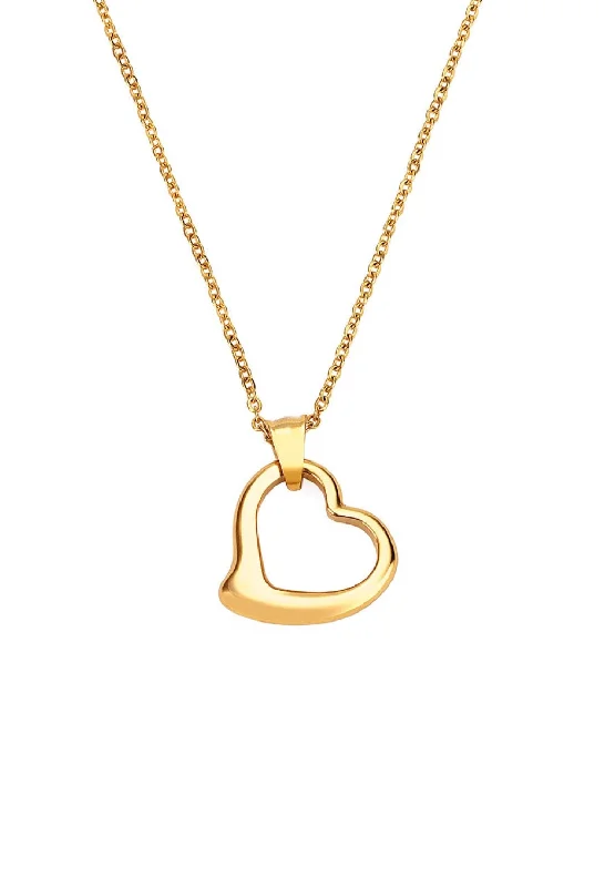 Women's heart-shaped necklaces-18K Gold Open Heart Iconic Necklace