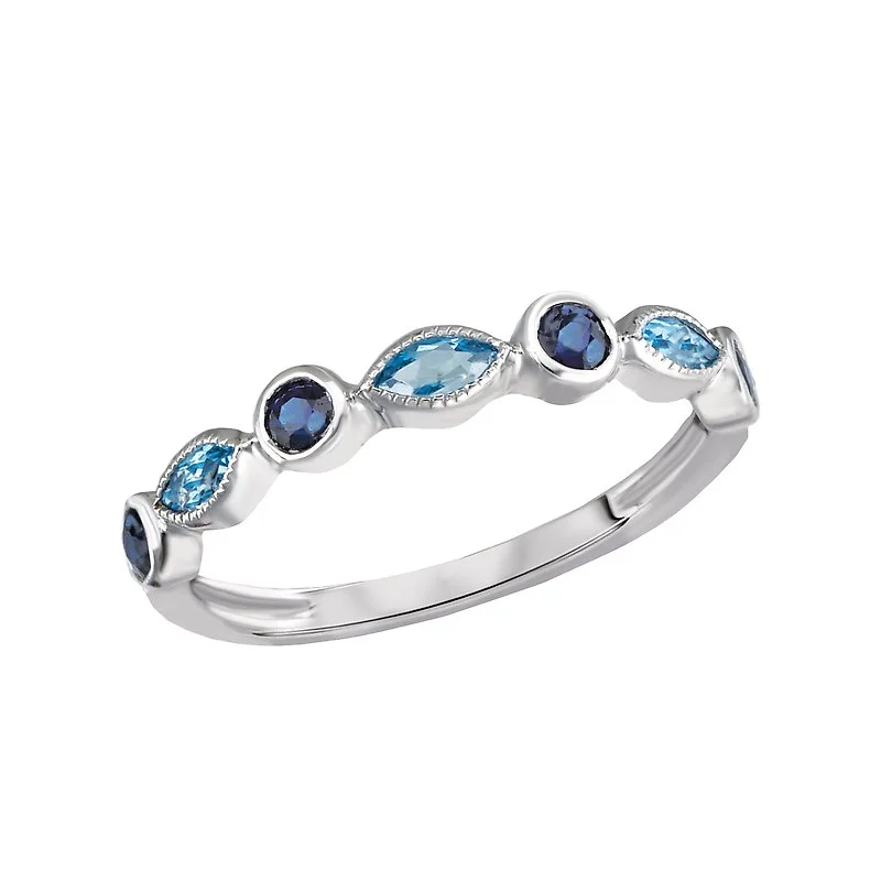 Women's fashion rings-Saphhire and Topaz Ring