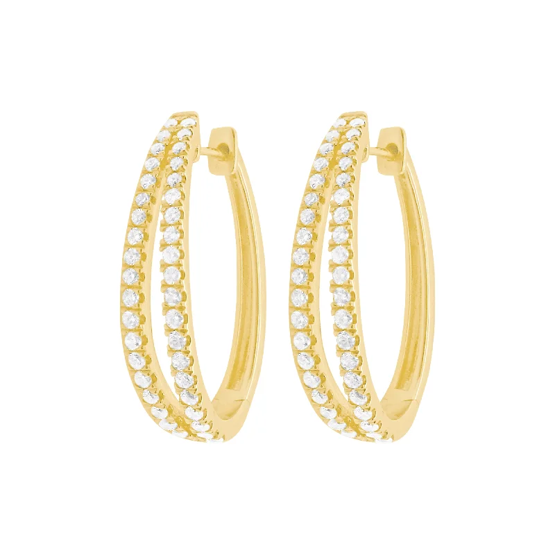 Women's art deco earrings-14K GOLD DIAMOND SMALL AVA HOOPS