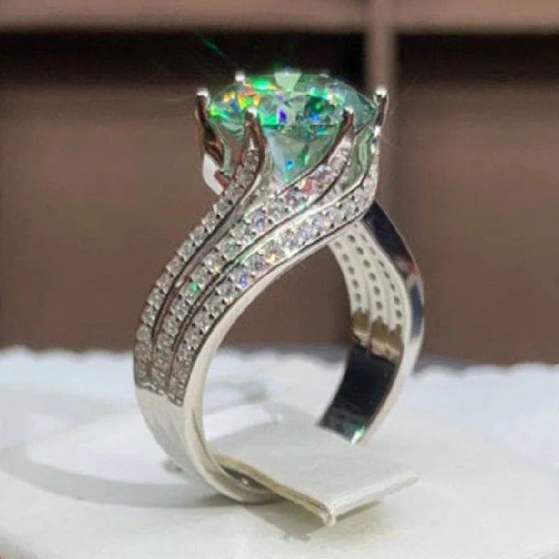 Women's beaded rings-5ct Green Diamond Wedding Ring