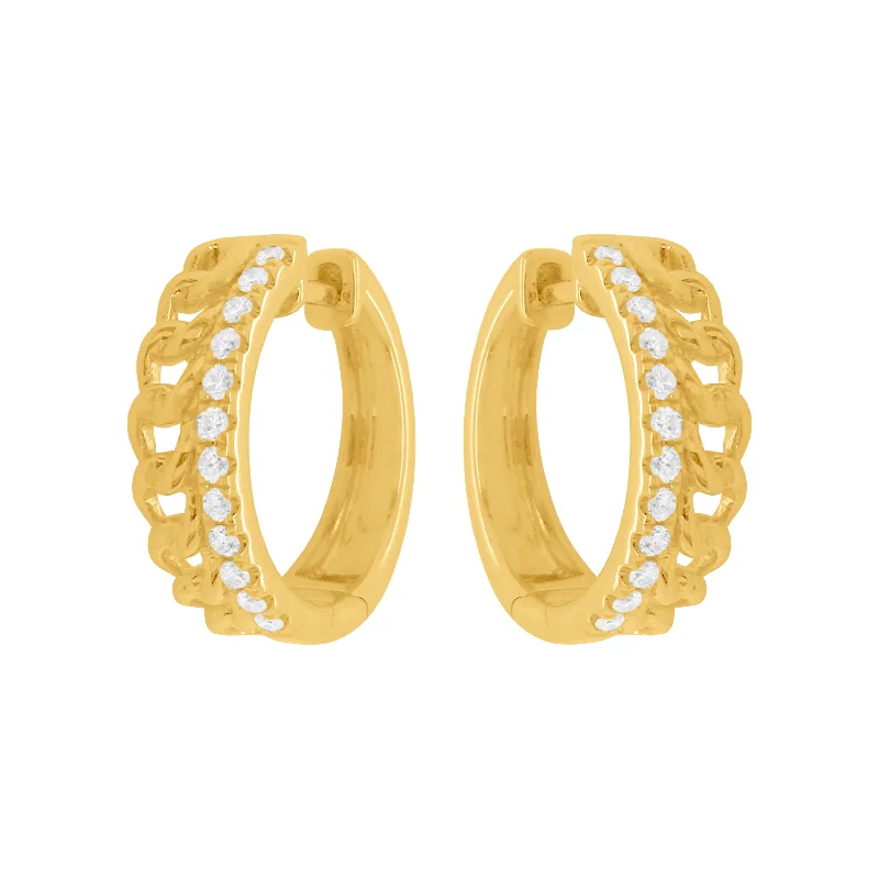 Women's alloy earrings-14K GOLD DIAMOND NORI HUGGIES