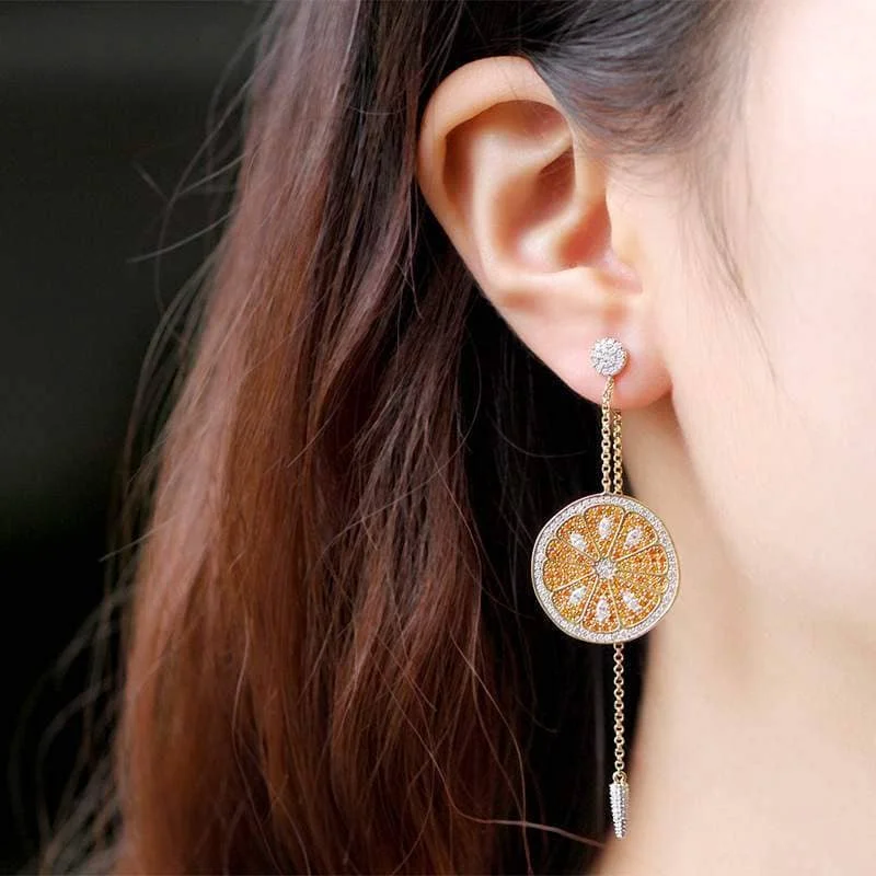 Minimalist women's rings-Created Diamond-encrusted Orange Ear String