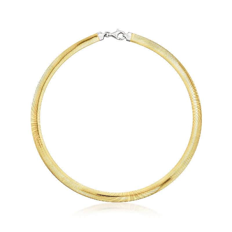 Women's gift necklaces-Ross-Simons Italian Sterling Silver and 18kt Gold Over Sterling Reversible Omega Necklace