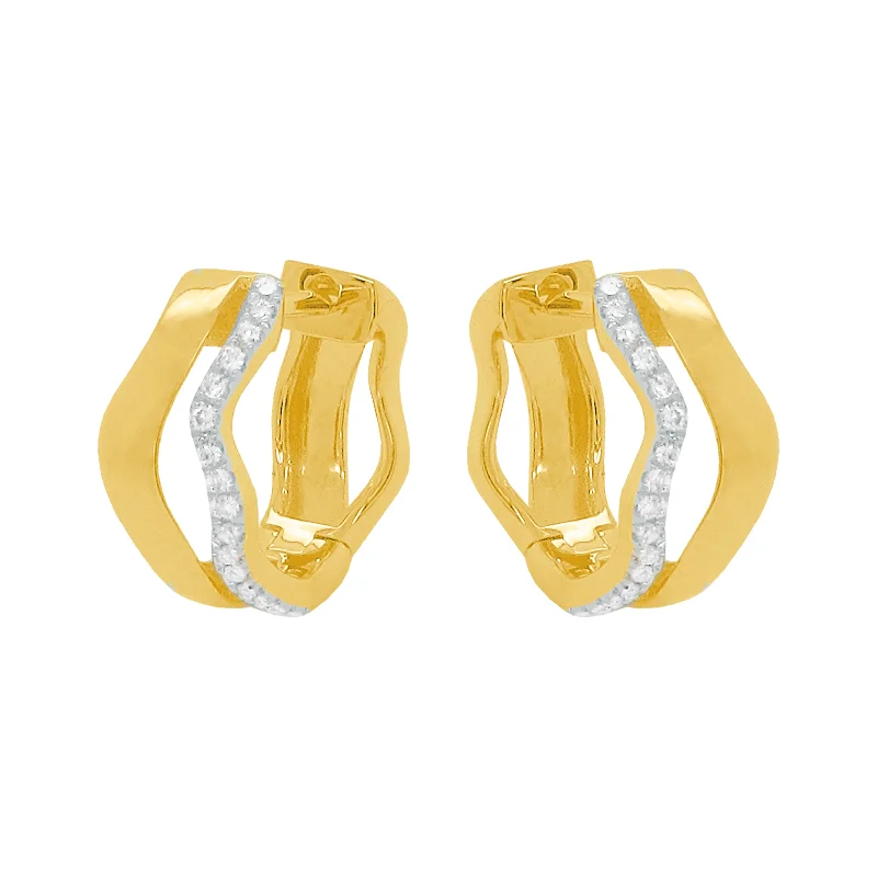 Women's holiday earrings-14K GOLD DIAMOND KELLY HUGGIES