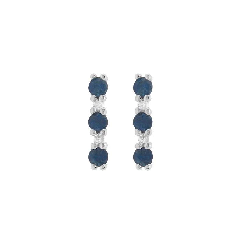 Women's fingerprint earrings-14K GOLD DIAMOND AND SAPPHIRE CORA STUDS