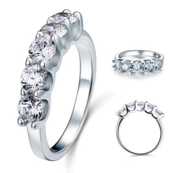 Women's anniversary rings-1.25 Carat Five Stone Created Diamond Bridal Ring