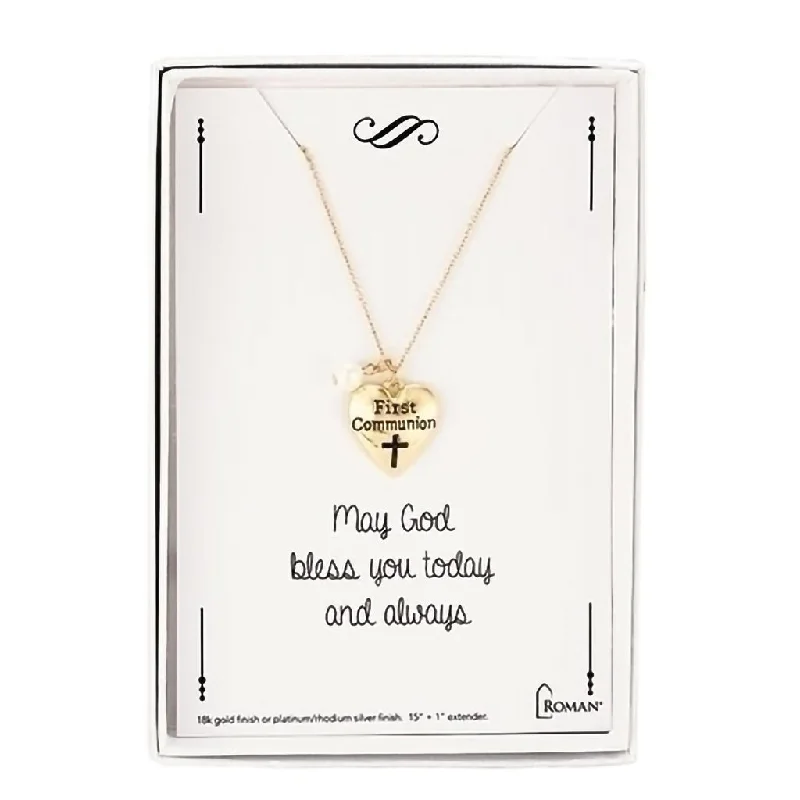 Women's alloy necklaces-Roman : 15"L Gold Communion Necklace