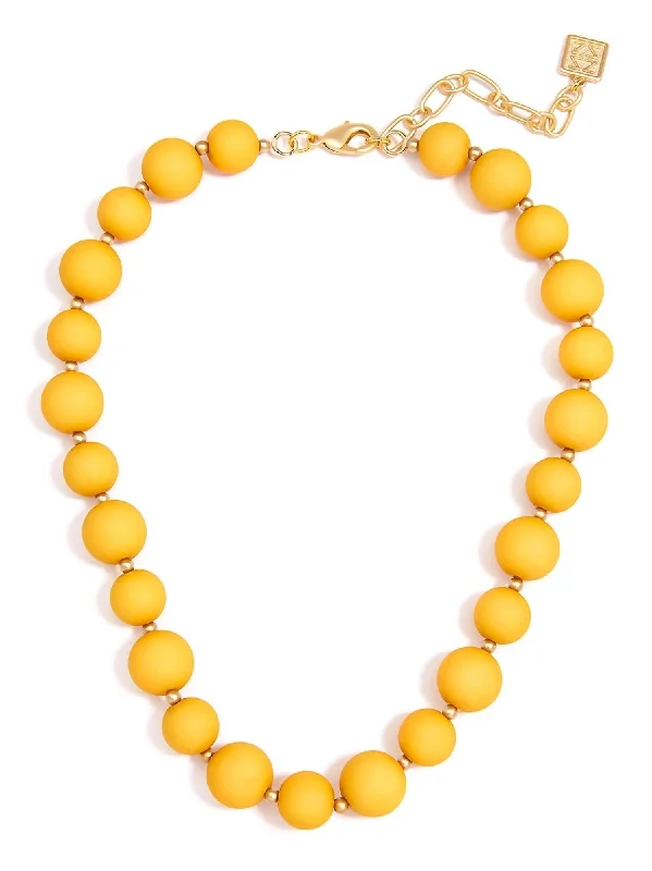 Women's casual necklaces-Chunky Matte Beaded Necklace In Honey