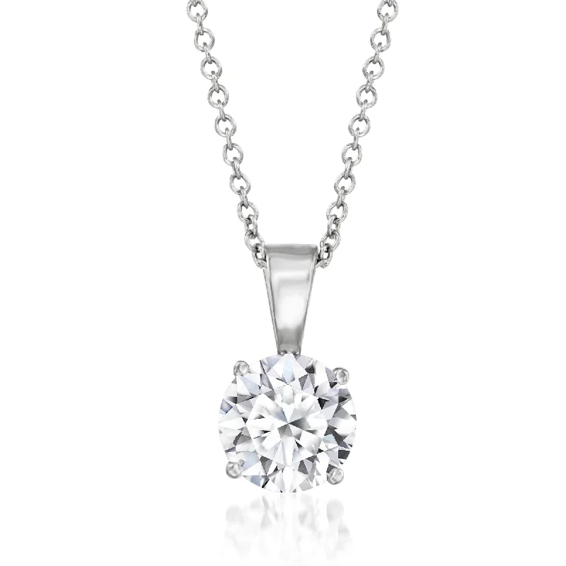 Women's fingerprint necklaces-Ross-Simons Lab-Grown Diamond Solitaire Necklace in 14kt White Gold