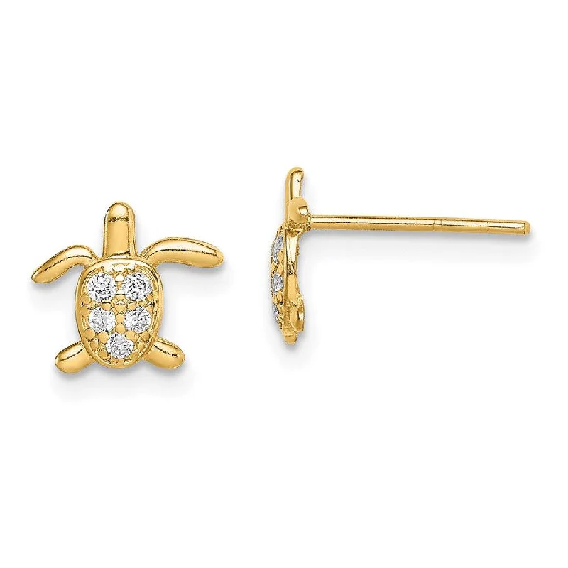 Women's friendship earrings-Madi K Kid's 14k  CZ Turtle Post Earrings