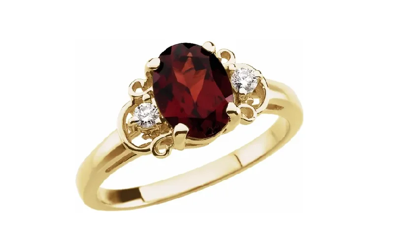 Women's geometric rings-Garnet Ring