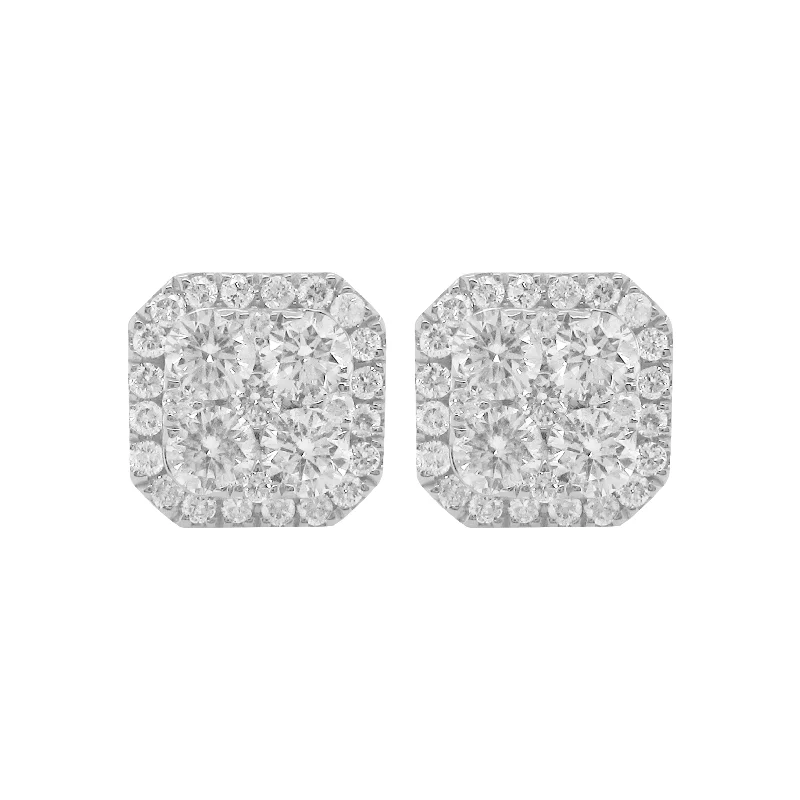 Minimalist women's earrings-14K GOLD DIAMOND ELISA STUDS