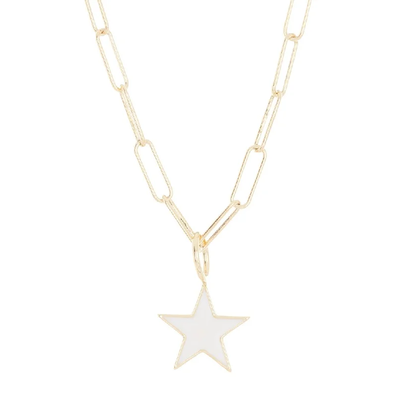 Women's Mother's Day necklaces-Adornia White Enamel Star Pendant Necklace gold