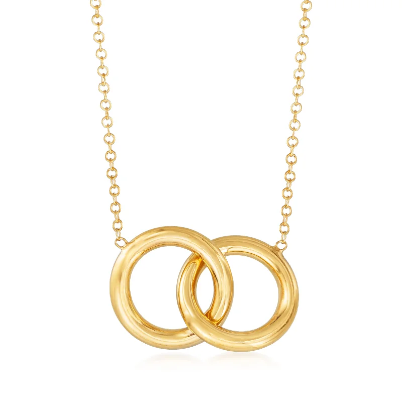 Women's minimalist necklaces-Ross-Simons Italian 14kt Yellow Gold Interlocking Circle Necklace