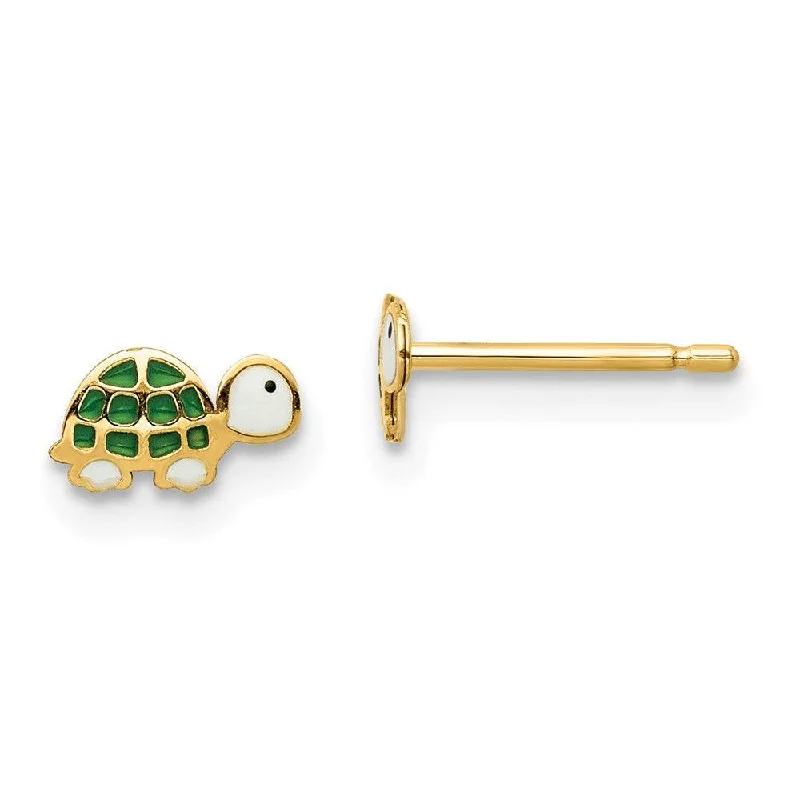 Women's wedding earrings-Madi K Kid's 14k  Enamel Turtle Post Earrings