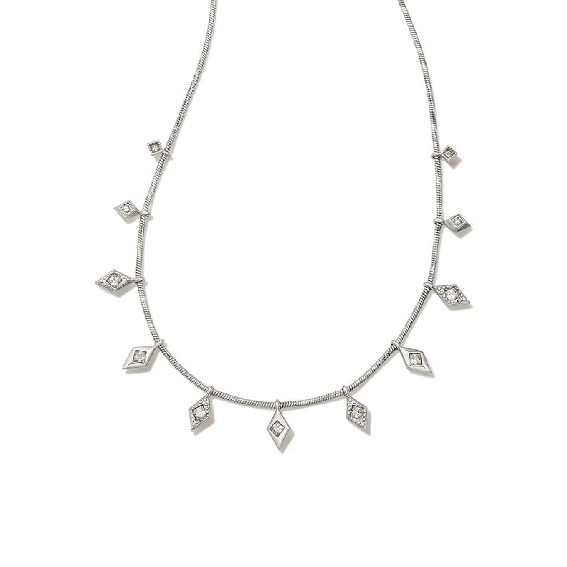 Women's sapphire necklaces-Kendra Scott : Kinsley Silver Strand Necklace in White Crystal